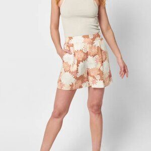 Faherty Summer Sands Linen Shorts Warm Jicaro Island Brown Floral XS